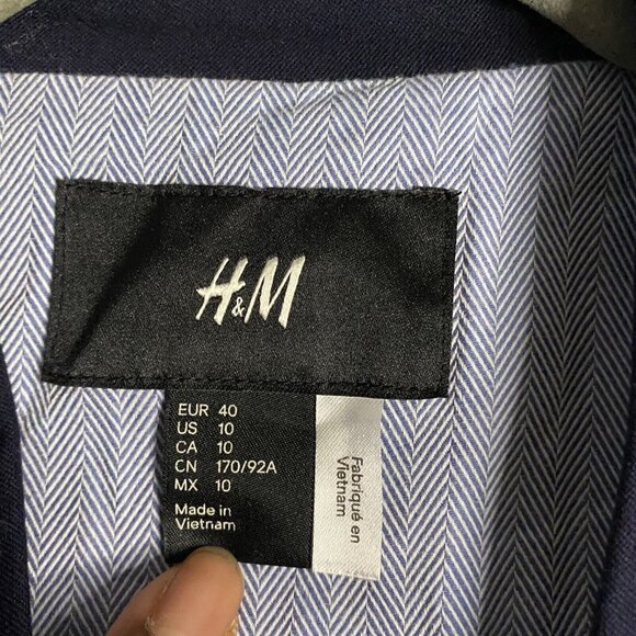 H&M Women's Navy Single Breasted Pleated Blazer - Picture 4 of 7